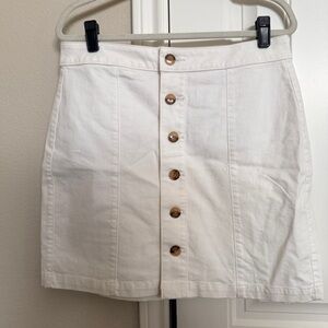LOFT Cream Off White Button-Front Mini Skirt Size 10